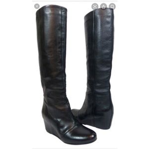 Vince Madison Hidden Wedge Black Leather Boots